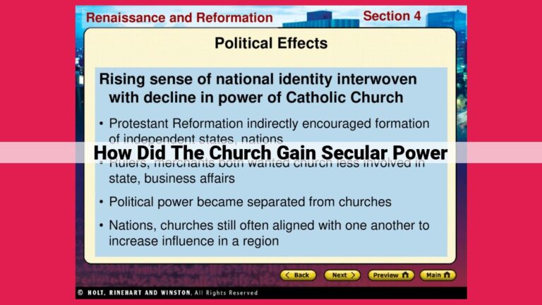 how did the church gain secular power