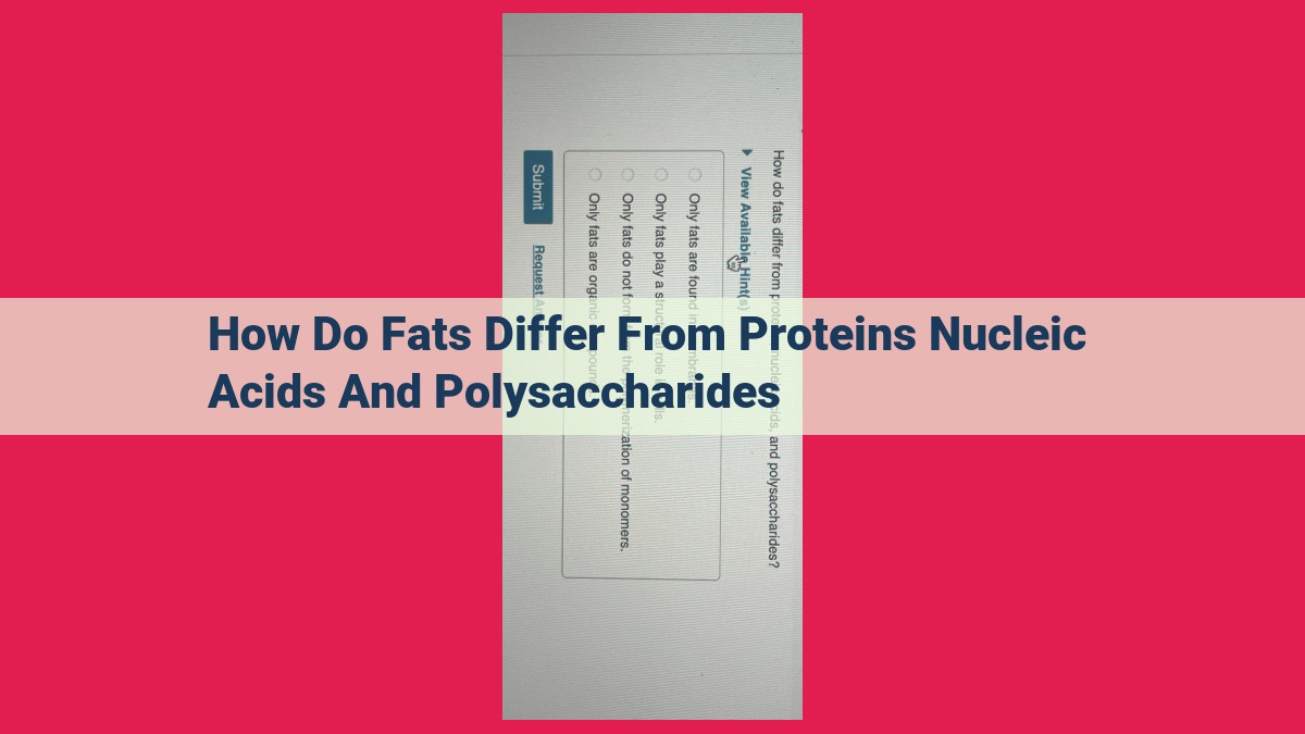 how do fats differ from proteins nucleic acids and polysaccharides