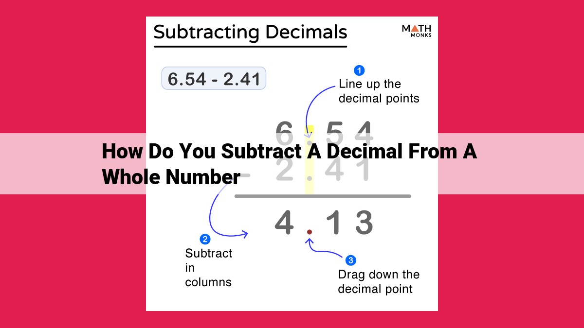 how do you subtract a decimal from a whole number