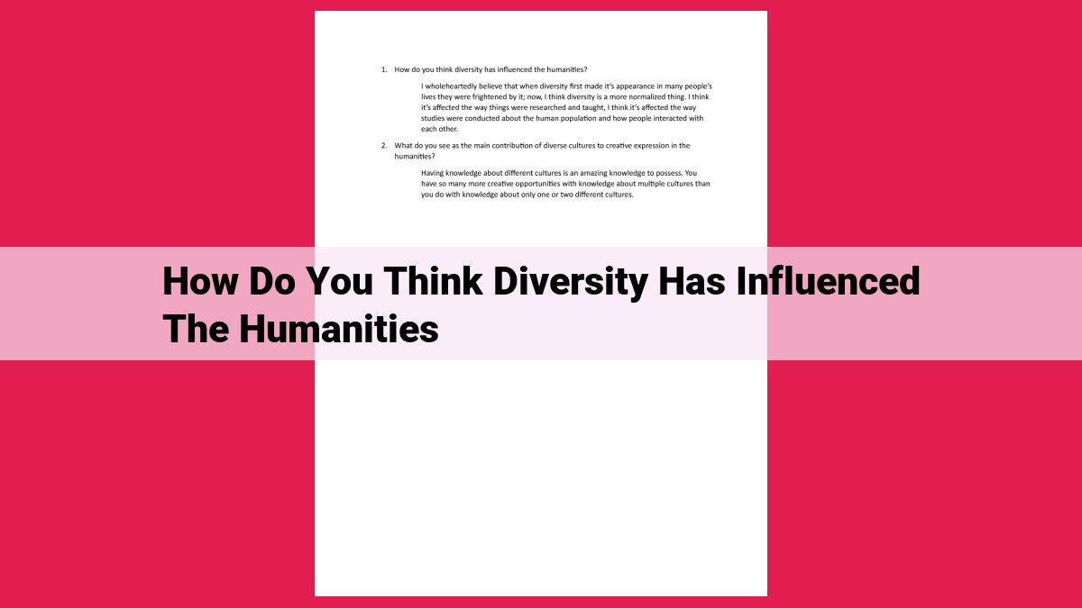 how do you think diversity has influenced the humanities