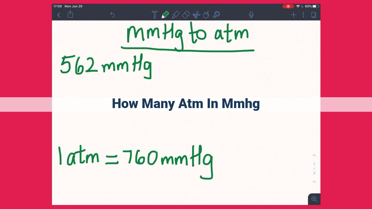 how many atm in mmhg