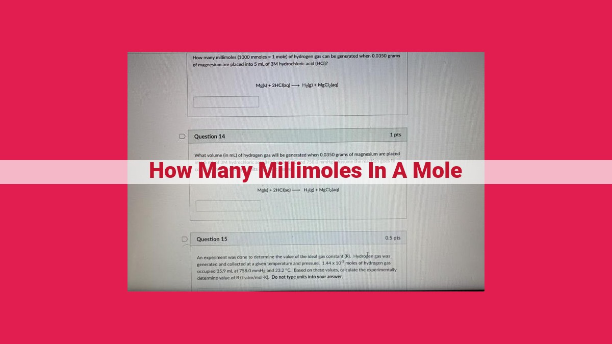 how many millimoles in a mole