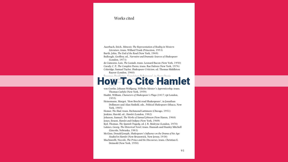 how to cite hamlet