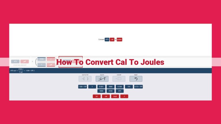 how to convert cal to joules