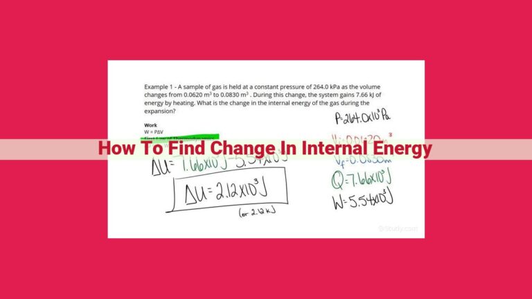 how to find change in internal energy