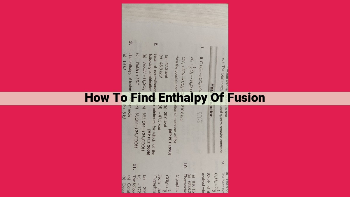 how to find enthalpy of fusion