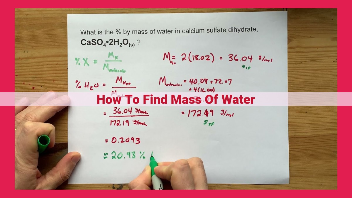 how to find mass of water