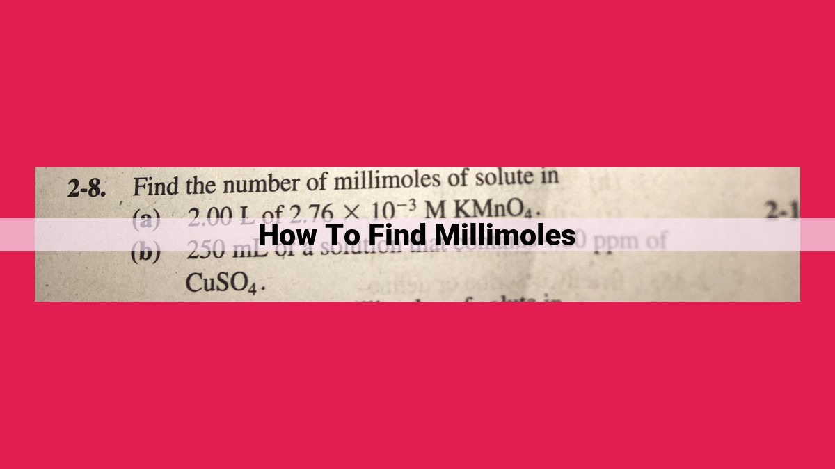 how to find millimoles