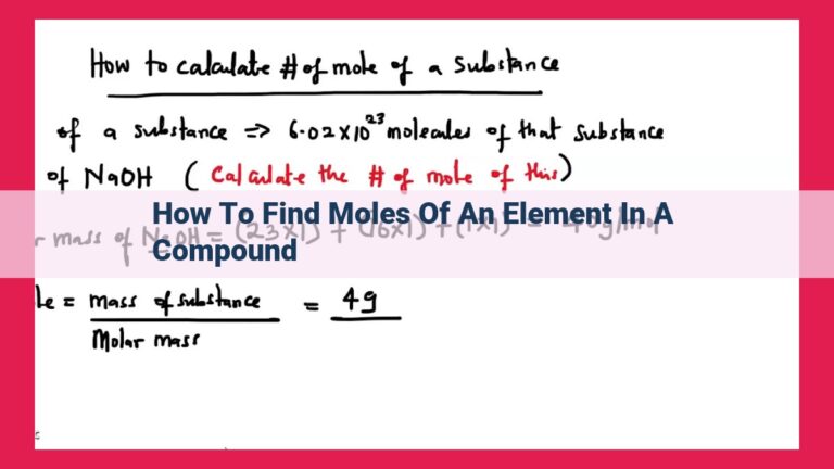 how to find moles of an element in a compound