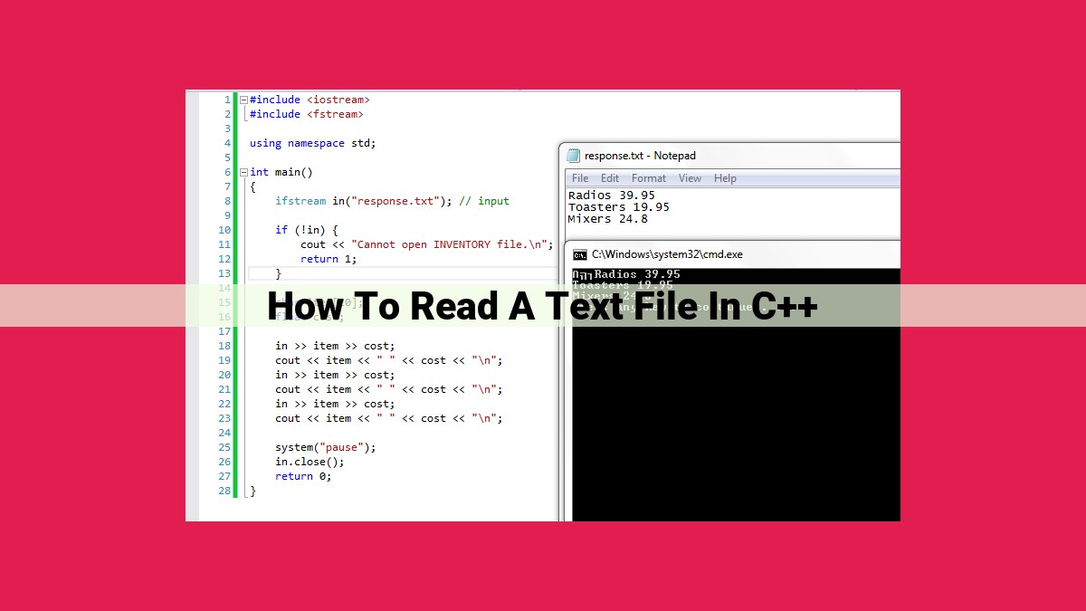 how to read a text file in c++