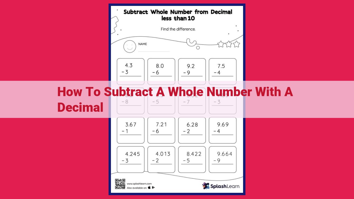 how to subtract a whole number with a decimal