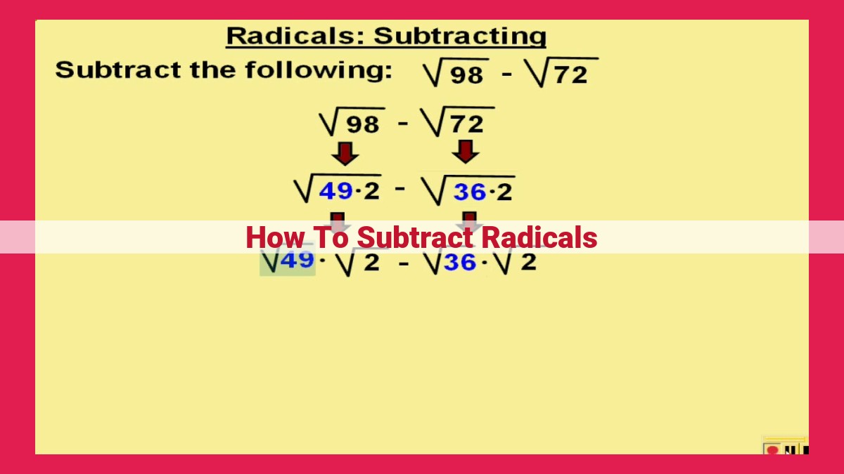 how to subtract radicals