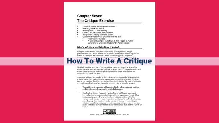 how to write a critique