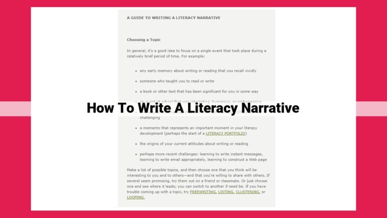 how to write a literacy narrative