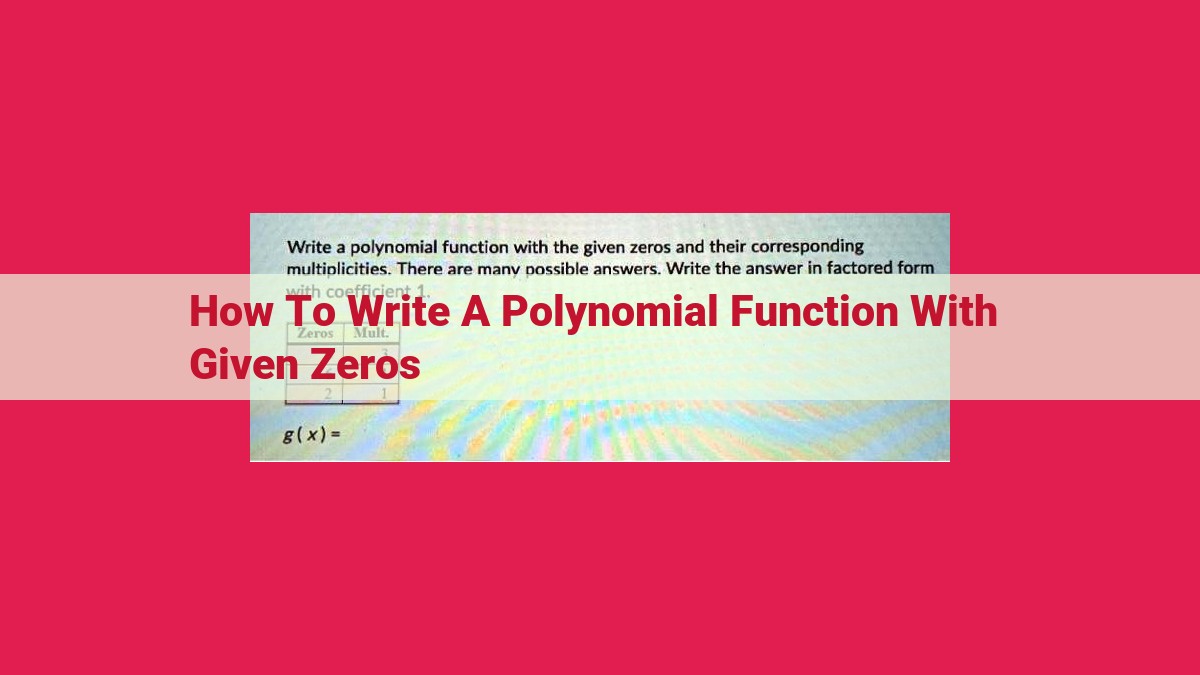 how to write a polynomial function with given zeros