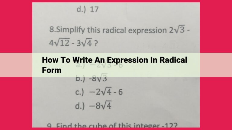 how to write an expression in radical form