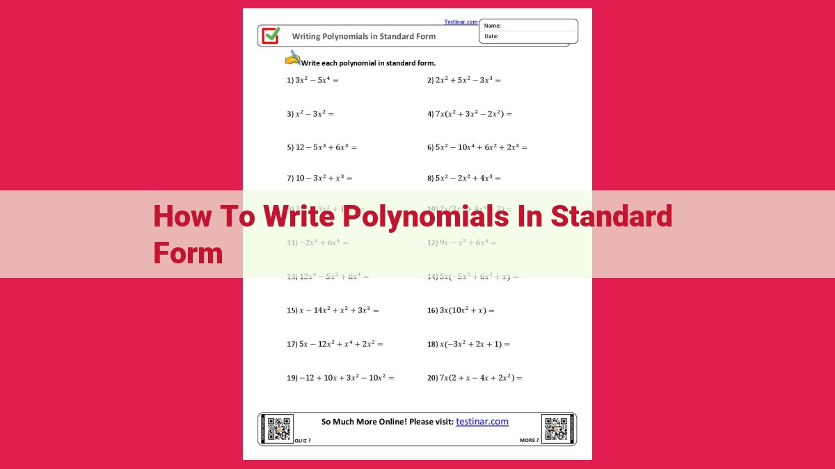 how to write polynomials in standard form