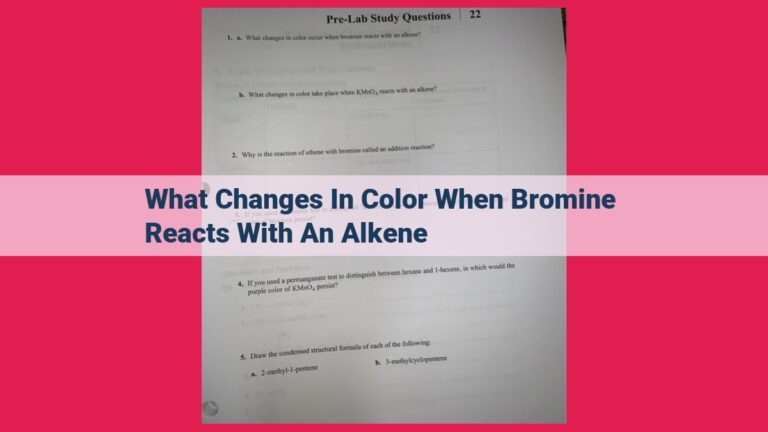 what changes in color when bromine reacts with an alkene