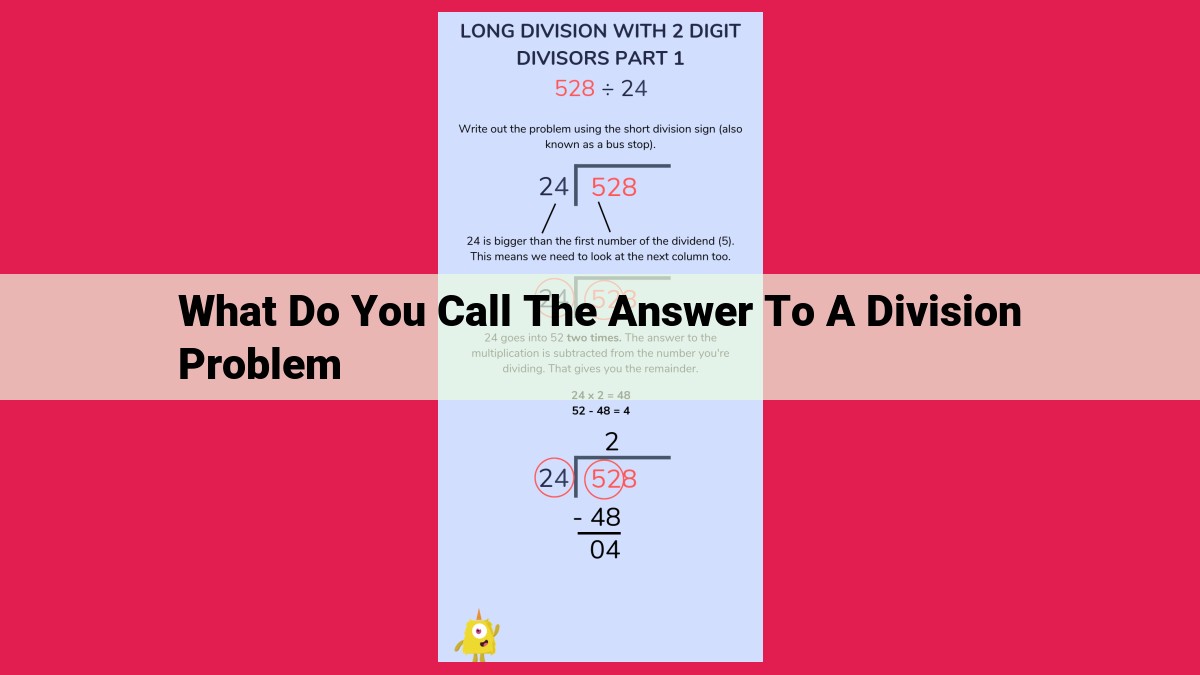 what do you call the answer to a division problem