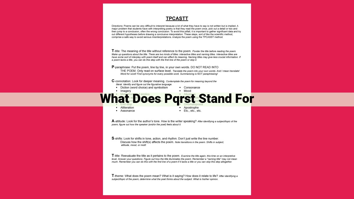 what does pqrst stand for