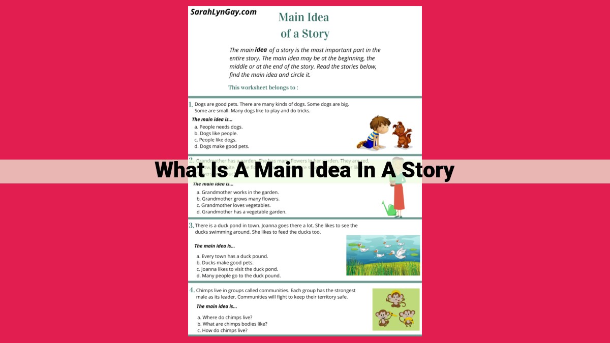 what is a main idea in a story