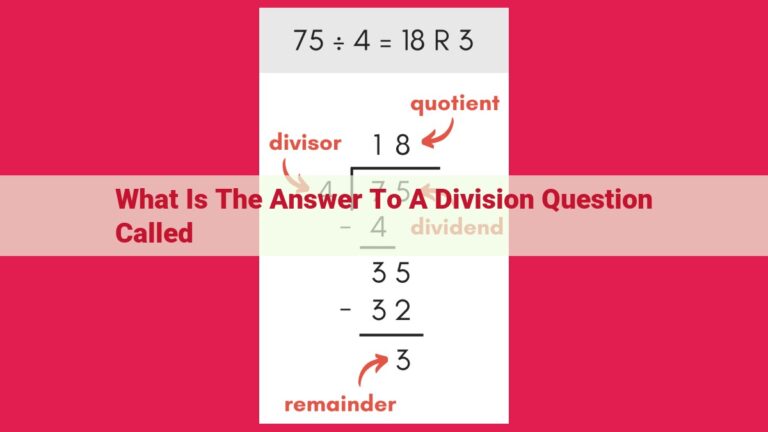 what is the answer to a division question called