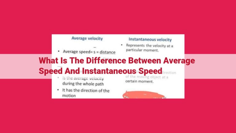 what is the difference between average speed and instantaneous speed