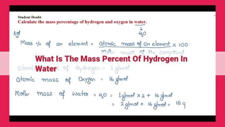 what is the mass percent of hydrogen in water