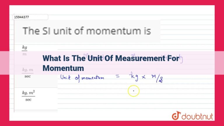 what is the unit of measurement for momentum