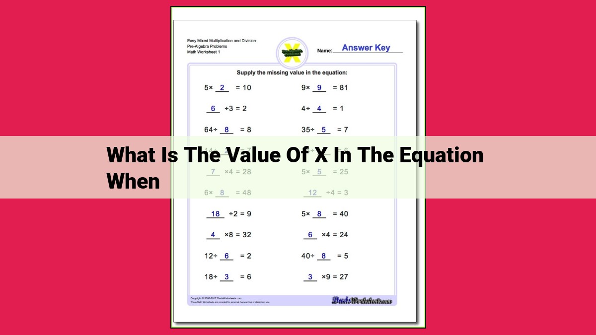 what is the value of x in the equation when