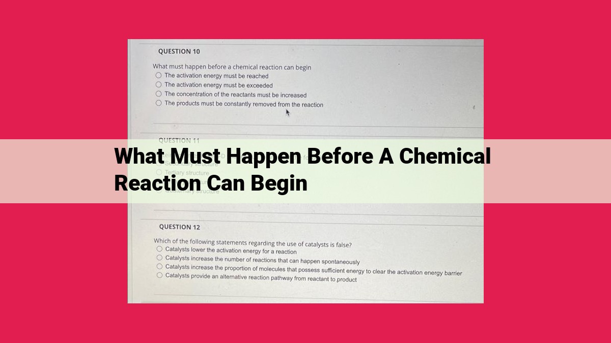 what must happen before a chemical reaction can begin