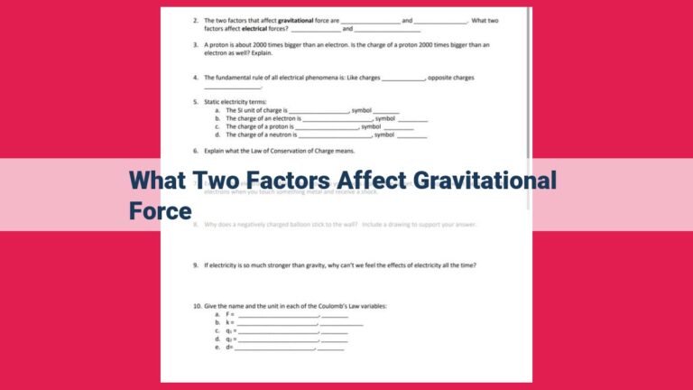 what two factors affect gravitational force