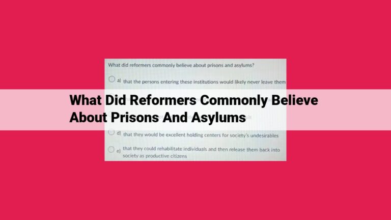 what did reformers commonly believe about prisons and asylums