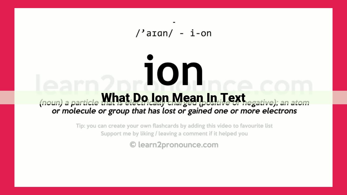 what do ion mean in text