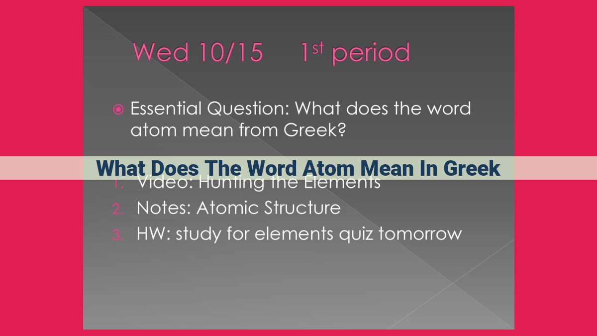 what does the word atom mean in greek