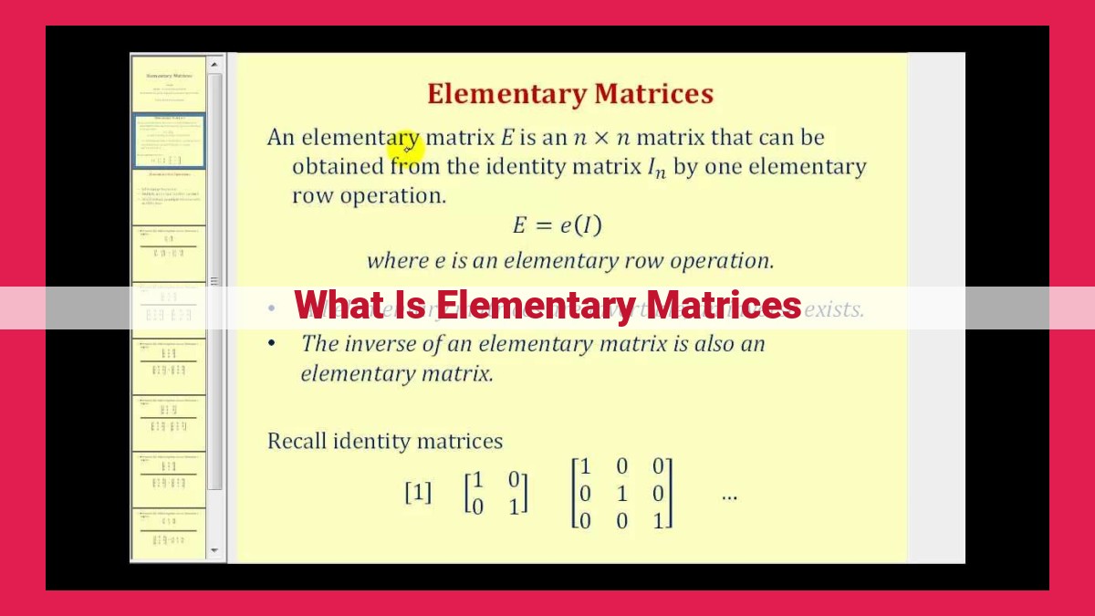 what is elementary matrices