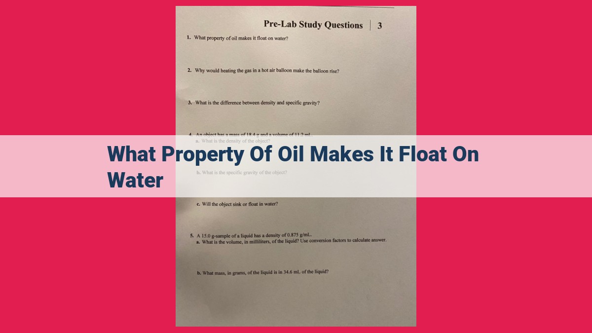 Why Oil Floats on Water Density, Buoyancy, and Surface Tension